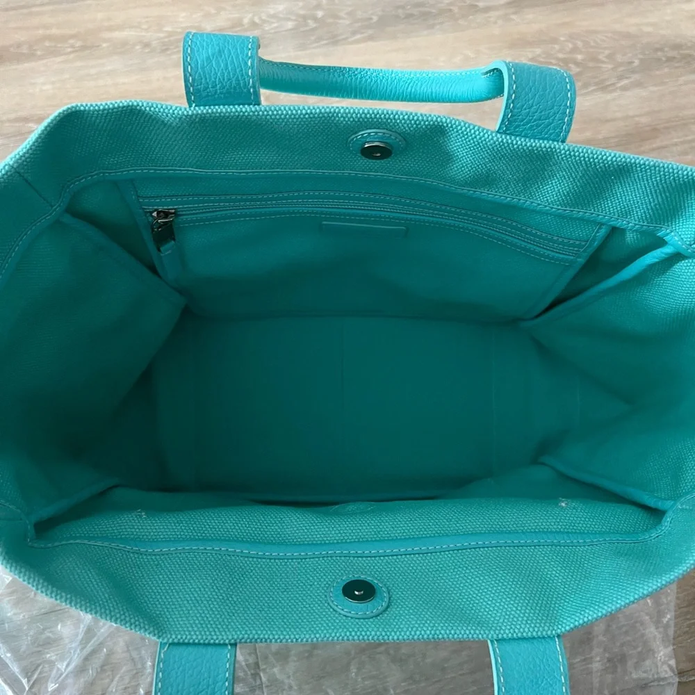 NWOT Tiffany Canvas Tote Bag w/ Leather Trim - Picture 7 of 11